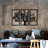 mit_3D Wall Art Tree 3 Pieces Wall Art2t  149 (Black) - 3