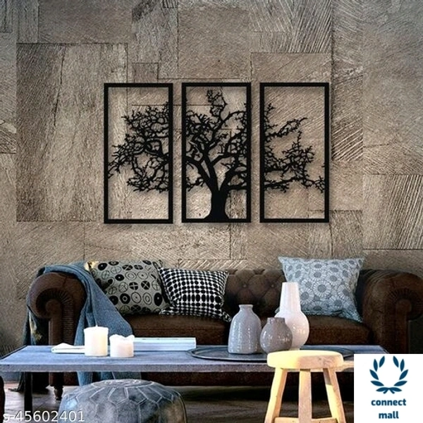 mit_3D Wall Art Tree 3 Pieces Wall Art2t  149 (Black) - 3