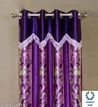 Purple Floral Designer Polyester Combo Long Door Curtains 9 Feet Pack of 6 - Pack of 7