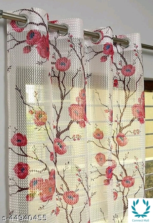 Fancy Curtain - Sheer - Pink , 9 Feet