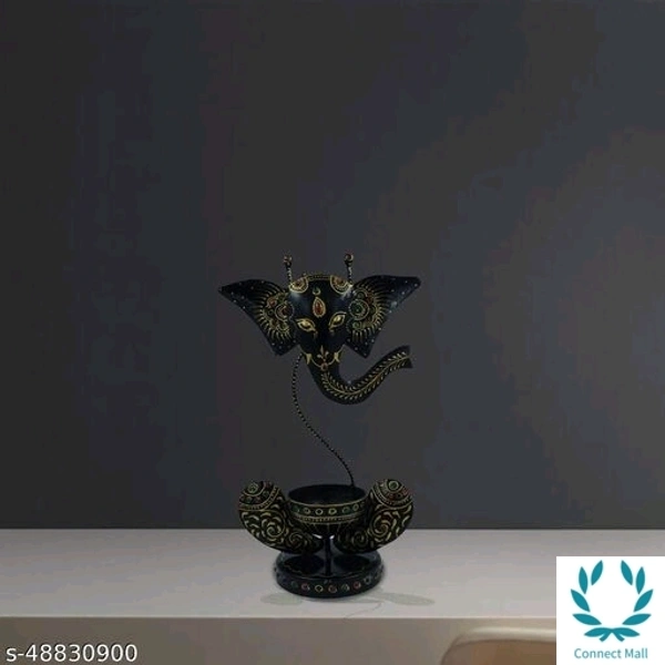 Hand Made Painted Iron painted  Decorative GaneshTea Light Candle Holder For Home Decore - Metal, pack of 1, गंध candle holder, HXB (31X17)cm