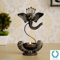 Hand Made Painted Iron painted  Decorative GaneshTea Light Candle Holder For Home Decore - Metal, pack of 1, गंध candle holder, HXB (31X17)cm