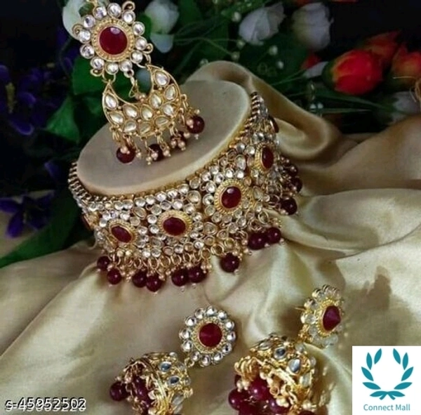  Princess Colourful Jewellery Set - maroon, ALloy, pack of 1