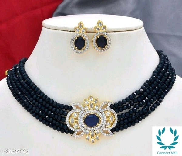  Ethnic American Diamond & Pearl Kalash  Set - Black, Alloy, American DImond