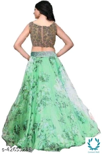 Semi Stiched Lehenga Choli Free Size - Sea Green,  Fabric Net, Multipack of 1,   Un Stiched Semi-Stiched  Free Size 
