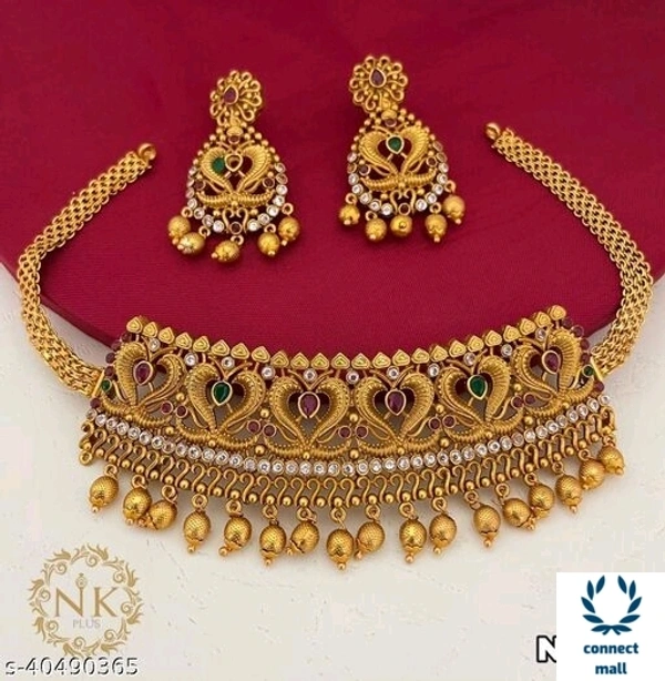 NK ART Ethnic Jewellery  Necklace  with Earrings Set  - 1 set