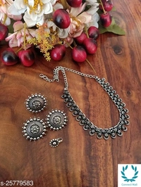 Elite Chic German Silver Jewellery Sets - German Silver, Silver Chain, pack of 1