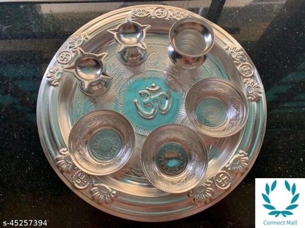 German SilverPooja Thali - 1, German Silver