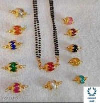 Fancy Alloy Gold plated Multicolour Pendant Adjustable  Black Beads Mangalsutra  - Multicolor , 1 set 
