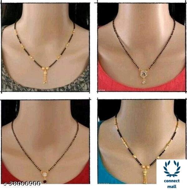 *DIVA GRACEFUL Gold Plated Single Stand Fancy Mangalsutra Combo  offer - 4 pieces