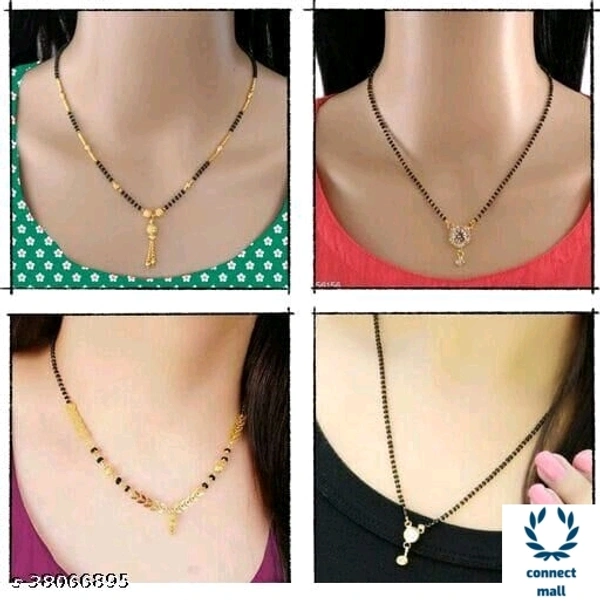 *DIVA GRACEFUL Gold Plated Single Stand Fancy Mangalsutra Combo  offer - 4 pieces