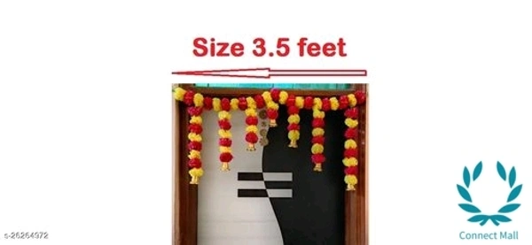 Artificial Flower Toran 3.5 Feet  - RED AND YELLOW 