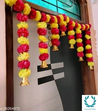 Artificial Flower Toran 3.5 Feet  - RED AND YELLOW 