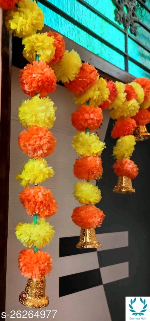 Artificial Flower Toran 3.5 Feet  - YELLOW AND ORANGE 