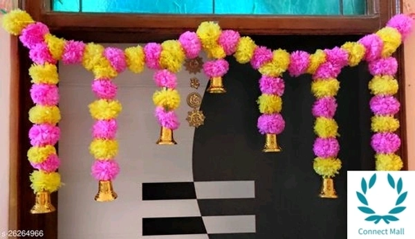 Artificial Flower Toran 3.5 Feet  - PINK AND YELLOW 