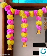 Artificial Flower Toran 3.5 Feet  - PINK AND YELLOW 