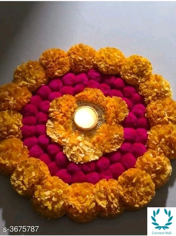 Artificial Flower Rangoli With Diya