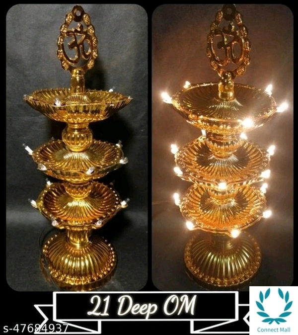  5  Layer Electrical 21 Light OM Deepam  Set Of 2  Classic & Modern Design For Home Office ,Mandir Decor (Indoor and Outdoor) - Plastic, 2