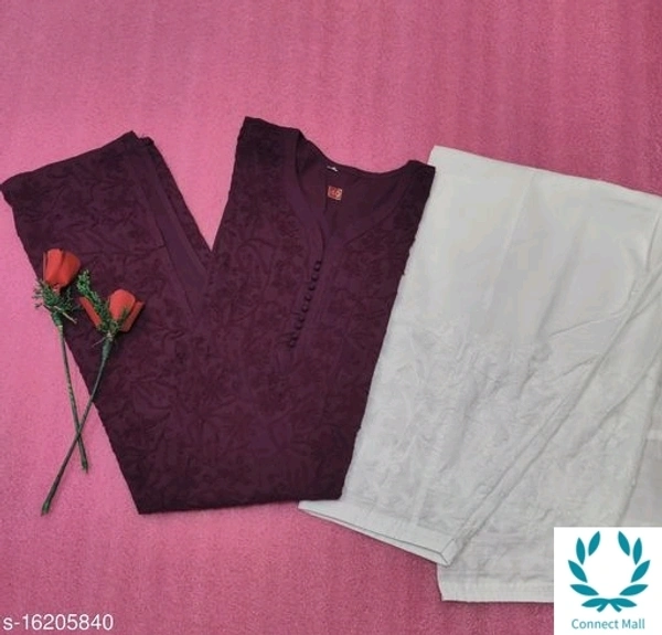 Lucknow Chikankari Kurti With Bottom - Violet, M
