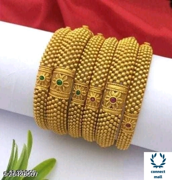 *KAAYA ALLOY GOLD PLATED Artificial  Beads  Non Adjustable Bangle Style - 2.8