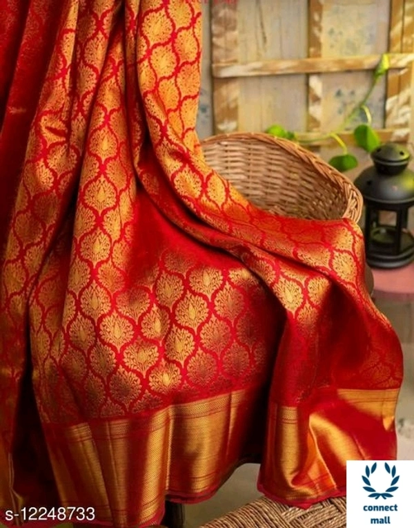 AURA BANARSI SILK  ZARI WOVEN Running Blouse SAREE 