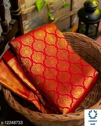 AURA BANARSI SILK  ZARI WOVEN Running Blouse SAREE 