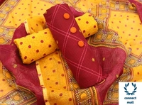 DRISHYA Plain Unstiched  Golden Yellow  Top with  Black Georgette printed Dupatta Dress Material - Yellow, Creepe, 3