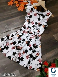 Floral  Printed Sleeveles Western Style  Modern Women Dress - Black, 3, M