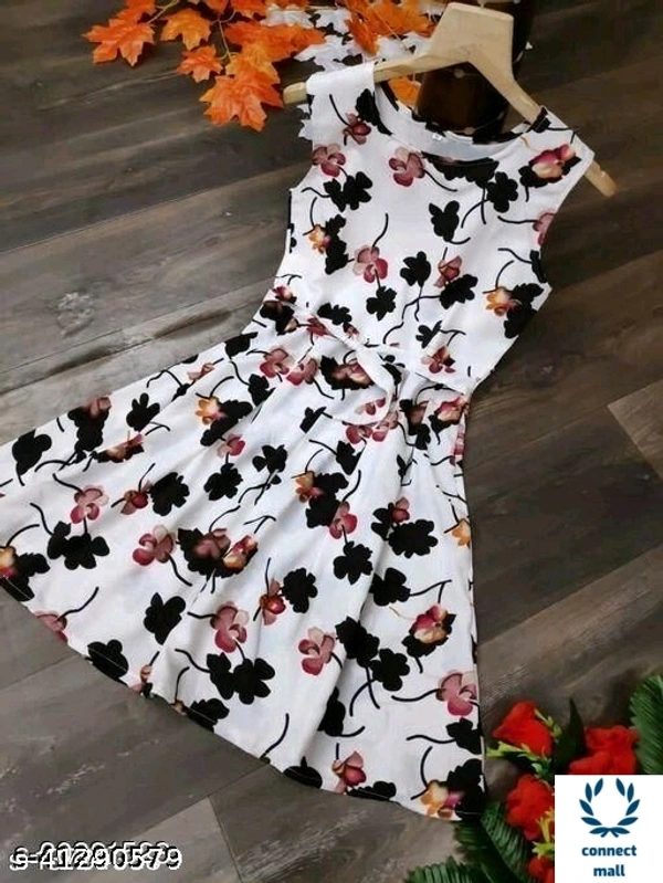 Floral  Printed Sleeveles Western Style  Modern Women Dress - Black, 3, M