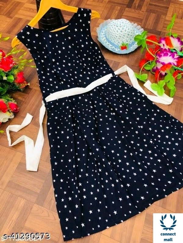 Black & White Boby Print Sleeveless Knee Length Attractive  Women  Dress - Blue , Crepe, 3, S