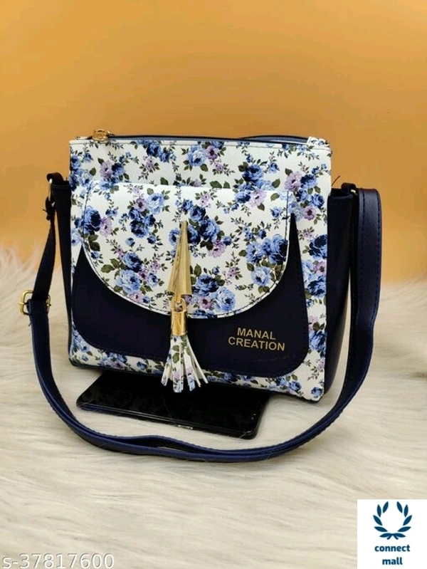 MENAL CREATION  Floral Printed  High Quality 2 Compartments Sling Bag For Ladies - Blue, 3