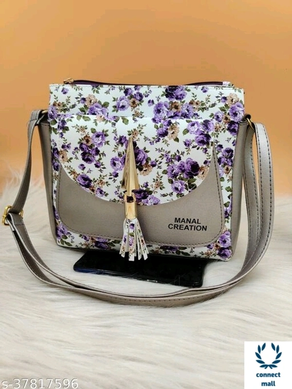 MENAL CREATION  Floral Printed  High Quality 2 Compartments Sling Bag For Ladies - Purple, 0