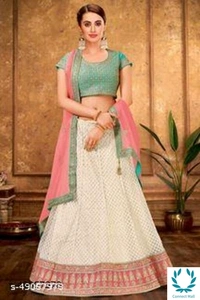 Banglori Silk Lehenga Choli With Chandari Silk  Duptta - Light Green, Top Fabric :Cotton Bottom Fabric : Banglori Silk Dupatta Chanderi Silk, Multipack of 1, Free Size