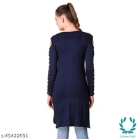 Stylish Navy   Plan  Straight Kurti For Girls - M, Navy Blue, Cotton Blend, Pack of 1