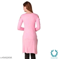 Stylish Navy   Plan  Straight Kurti For Girls - L, Baby Pink, Cotton Blend, Pack of1