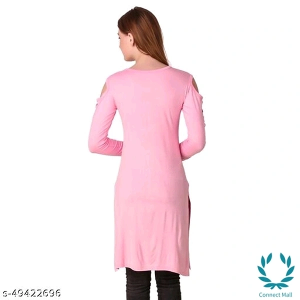 Stylish Navy   Plan  Straight Kurti For Girls - L, Baby Pink, Cotton Blend, Pack of1