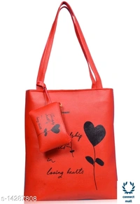  Bag with Pouch Shoulder  hand Bag For Women & Girl Pack of 2 - Red & Gray