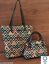   Super Combo Of Fabric Hand Bag Stylish Floral Printed for Women & Girls - Blue, Fabric