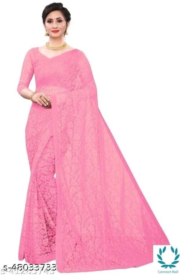 BANITA Pitties Full Length Golden Net Saree - Free Size, Pink, Net, 3