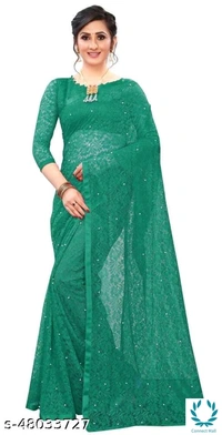 BANITA Pitties Full Length Golden Net Saree - Red, Net, Pack of1, Free Size