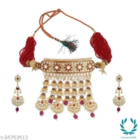 Rajasthani Tediyaa Royal Set Of  Adjustable CHOKER Necklace Made From Pearl Kundan And Moti - Adjustable, Gold plated, Choker, Multipack of 1