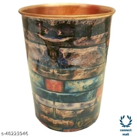 KUVI Pure Cooper Enamel Printed  Matka Water tank  5 Litre  - Dark Brown, Copper