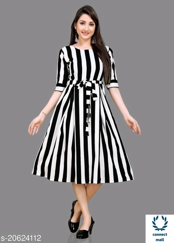 ColourBlockd  Design   Short Sleeves Dress   ForWomen   - Black & White, S