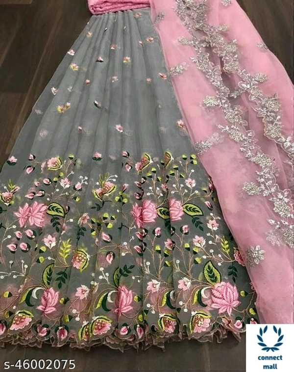 HEAVY BANGLORY SILK WITH MULTY THRED WORK ALLOVER LAHENGHA  - Waist Size 44 inch Lahenga×43 inch, Pink, Silk