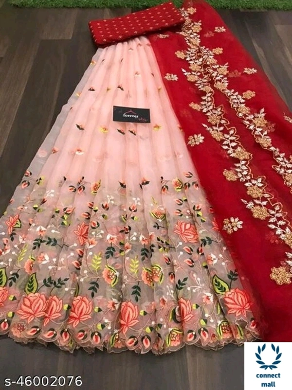HEAVY BANGLORY SILK WITH MULTY THRED WORK ALLOVER LAHENGHA  - Waist Size 44 inch Lahenga×43 inch, Pink, Silk