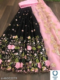 HEAVY BANGLORY SILK WITH MULTY THRED WORK ALLOVER LAHENGHA  - Waist Size 44 inch Lahenga×43 inch, Pink, Silk