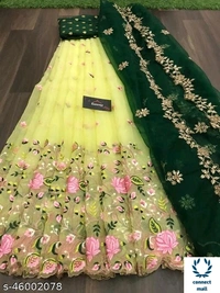 HEAVY BANGLORY SILK WITH MULTY THRED WORK ALLOVER LAHENGHA  - Waist Size 44 inch Lahenga×43 inch, Pink, Silk
