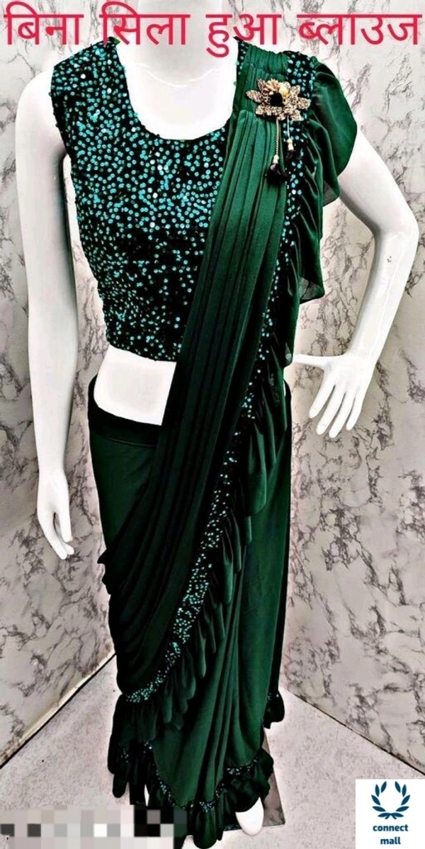 MYRA VOGUISH  Lycra  Saree with Velvet Embroidery  Blouse Piece  - Marroon