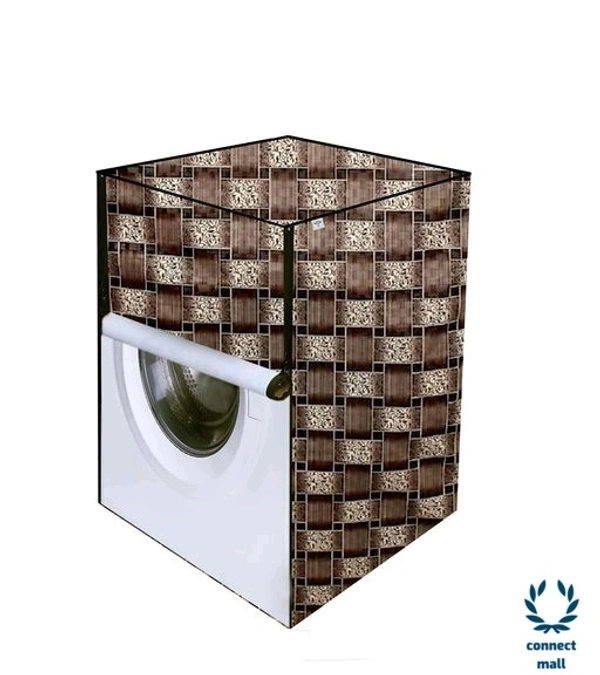 New Fashion  Brown Check Printed Washing Machine Cover For IFB(Front Loading) 8.5 kg - Gray, (L×B×H)69cm×63cm×90cm
