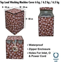 Floral Gray Printed Topload Washing Machine  Cover  For 6/6.2/6.5 kg Fully Automatic  - Brown , PVC, 3, Rectangle
